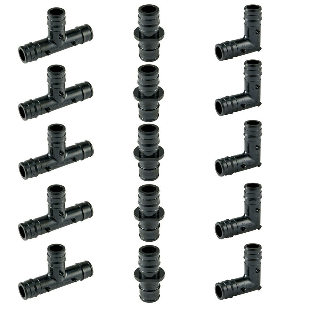 15pcs Combo 1/2″ Pex A Poly Expansion Fittings 5x 90 Elbow, 5x Coupling, 5x Tee