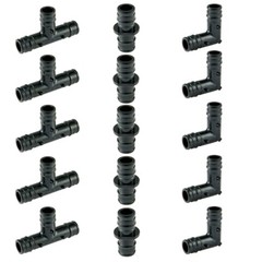 15pcs Combo 1/2″ Pex A Poly Expansion Fittings 5x 90 Elbow, 5x Coupling, 5x Tee