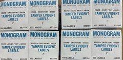 4000 (500 x 8 Packs) MONOGRAM Tamper Evident Labels 2″ 893100