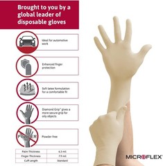 1000 Pack Ansell Microflex Diamond Grip MF-300 Disposable Latex Glove Healthcare