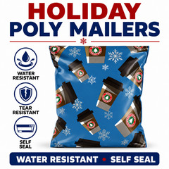 Peppermint Mocha Christmas Poly Mailers 10×13 Self Seal Holiday Shipping Bags