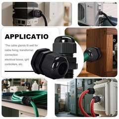 24 PCS 1/2 Inch NPT Black Adjustable Cable Glands IP68 Waterproof
