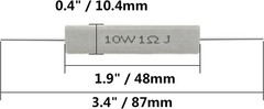 10PCS 10W 1 Ohm Ceramic Resistor, Power Resistor Assortment Ce Size: 10W 1 Ohm