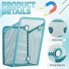 2 Pcs Large Magnetic Pencil Holder Mesh Stainless Steel Pen Basket Magnetic P…