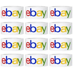 12 ROLLS Official eBay Branded Logo BOPP Shipping Tape White w Color 2″ x 75 yds