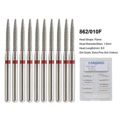 Dental Diamond Burs Flame Bur 863/010F 863/012F 863/016C 861 862 Fine High Speed