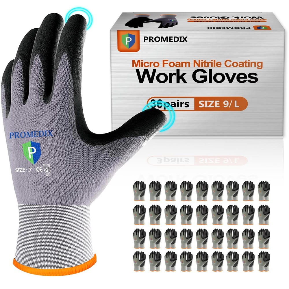 Nitrile Coated Work Gloves,MicroFoam Safety Work Gloves Men,Seamless Knit Nyl…