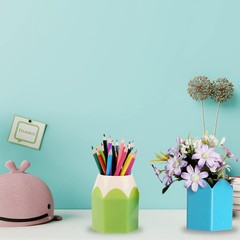 PartyYeah 4-Piece Pen Holders – Pencil Shaped, Green, Purple, Red, Blue