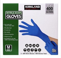 Kirkland Signature Nitrile Exam Gloves, (Size Medium) 400 Count USA