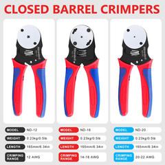 12Pcs Deutsch Crimp Tool Kit Weather Pack Crimpers Close Barrel & Open Barrel Cr
