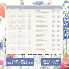 2026-2029 Pocket Calendar – Pocket Planner from Jul. 2026 to Jun. 2029, 3 Year C