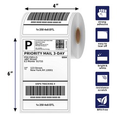4″x6″ Direct Thermal Shipping Labels for Zebra&Rollo Printers Fanfold and Rolls~