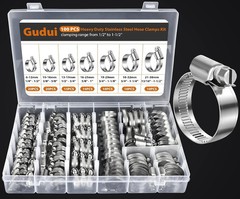 Heavy Duty Hose Clamp, Stainless Steel Hose Clamps Assortment 1/4 to 1-1/2 Inch