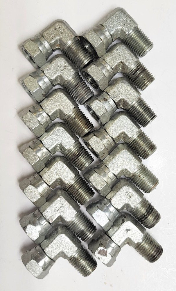 90° SWIVEL ELBOWS (LOT OF 14) 1/4″ MALE PIPE X 1/4″ FEMALE PIPE 1501-04-04