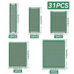 104pcs Double Sided PCB Board Kit, Prototype Boards for DIY Soldering and Ele