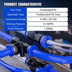 ZTF 124pcs Air Line Quick Connect Fittings -1/8 1/4 3/8 1/2″ Push to Connect Kit