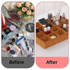 1 Pcs 13.4”x10.6”x2” Wooden Storage Divider Box Showcase Display Box Organ…