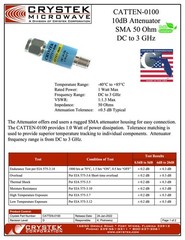 Crystek 10dB Attenuator – SMA 50 Ohm – DC to 3 GHz – P/N: CATTEN-0100