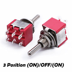 6pcs Momentary Mini Miniature Toggle Switch 6 Terminal 3 Position DPDT (ON)/Off/