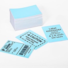 4″x 6″ Fanfold Blue Thermal Label Printer Paper, 500 Stickers