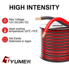 14 Gauge Wire 100FT 14/2 AWG Red Black Hookup LED Strip Extension Cable 12V 24V