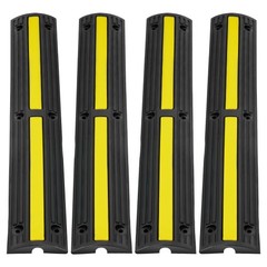 4-Pack 39in Rubber Cable Protector Ramp, 18000lb Load, Anti-Slip & Reflective