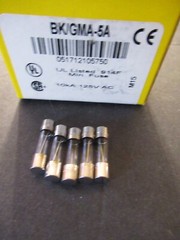 Five (5) Buss GMA-5A GMA 5A BUSSMANN FUSES 5A 125V 5 x 20mm FAST BLOW NEW NOS