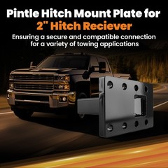 3 Position Pintle Mount Plate Trailer Hitch Adapter for 2in Receiver 20000 lbs