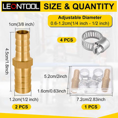 2 Pack Hose Barb Fittings Reducer, 5/16″ to 3/8″ Brass Hose Barb Reducer with 4