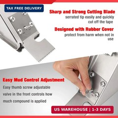 Goldblatt Banjo Tape Set Drywall Taping Tools with 10″ Blue Steel Taping Knife,