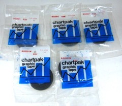 Black Chartpak Graphic Tape BG2501 / BG2501M 1/4” x 324 New Old Stock 5 Packages