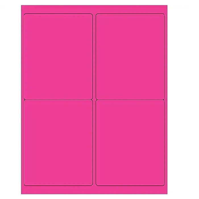 400 Labels Tape Logic 4″ x 5″ Fluorescent Pink No Perf Labels, LL181PK