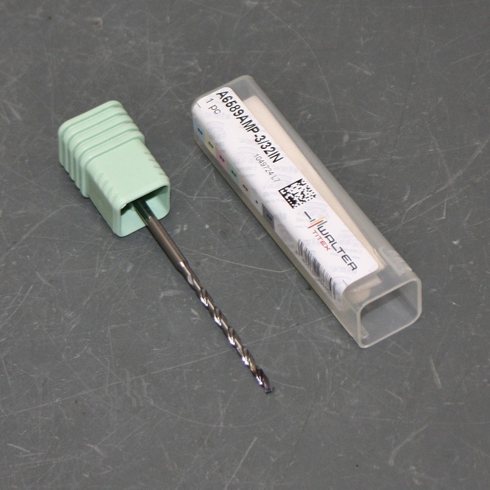 Walter-Tiex Drill Bit A6589AMP-3/32IN, 3/32″ OD, Solid Carbide, Coolant Through