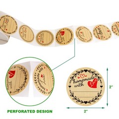500Pcs Homemade with Love Stickers with Lines Jar Canning Labels for Baked Pa…