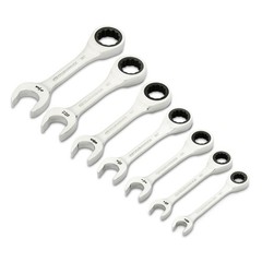 GEARWRENCH 7 Piece 90-Tooth 12 Point Stubby Combination Ratcheting Wrench SAE