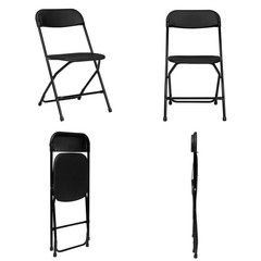 12PCS Folding Plastic Chair Wedding Party Outdoor Indoor 360LBS Capacity Black