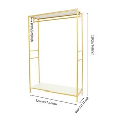 120*45*190cm Clothing Display Rack 20mm Square Tube Garment Rack For Shop & Home