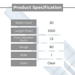 1 Roll 20″ x 1000′ (80 Gauge) Cast Extended Core Pallet Stretch Wrap – Clear