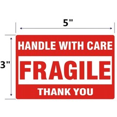 Fragile 3″x5″ Handle with Care Thank You Labels Stickers 500 Labels Per Roll USA