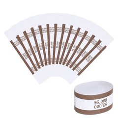 200Pcs Money Band 5000 Dollar Money Bill Wrapper Self-Adhesive Bill Band Brown