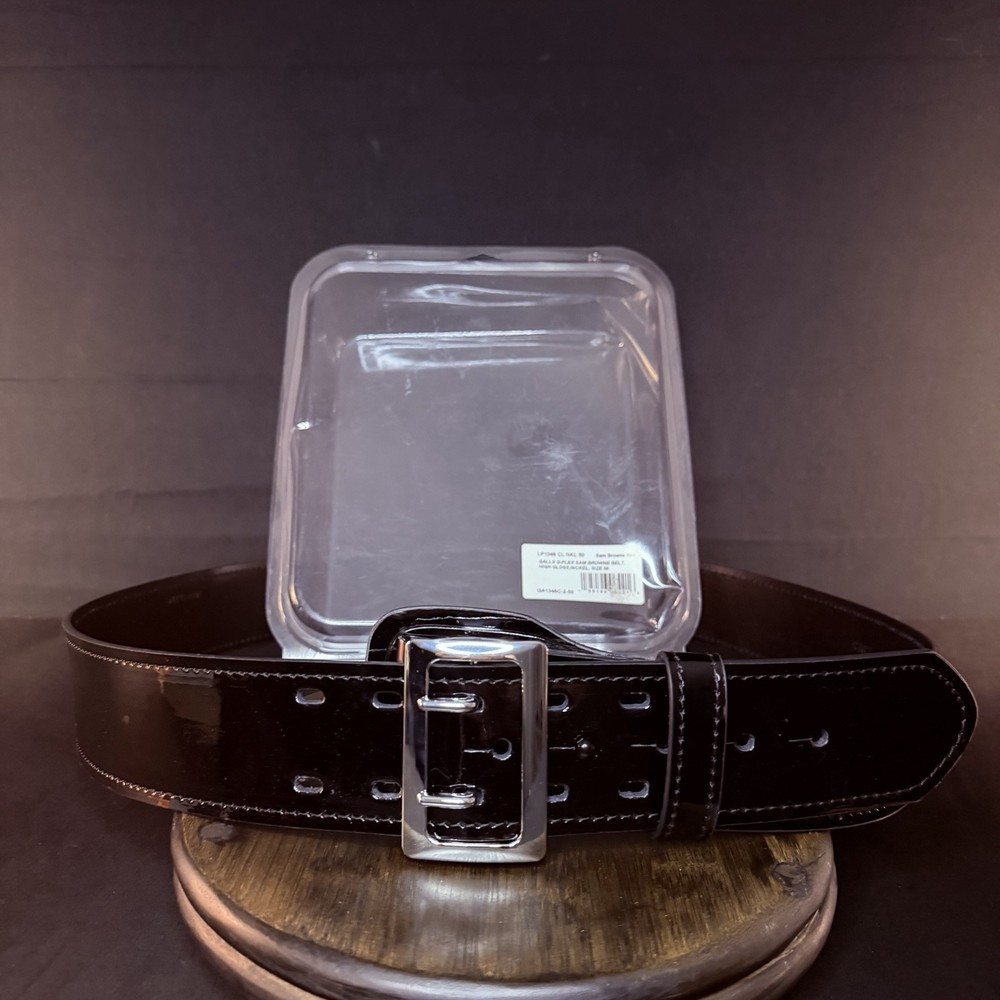 Galls Duty Belt Size 50″ G-Flex Sam Browne High Gloss Leather Nickel Buckle 1348
