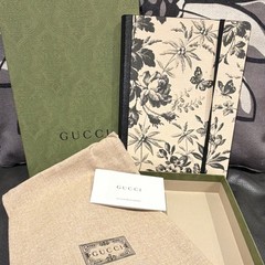 Gucci Floral Print Lined Notebook Journal w/ Elastic Strap in Box