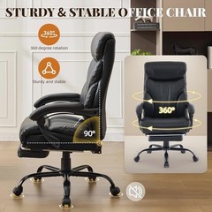 500lbs Big and Tall Office Chair with Footrest Wide Ergonomic Computer Chair