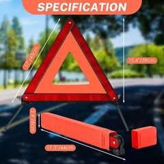 3 Pack Emergency Warning Triangles, Reflective Roadside Safety Triangle Kit with