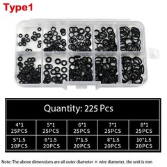 225pcs Rubber O Ring Seal Gasket Set Nitrile Repair Kit Elastic Rings