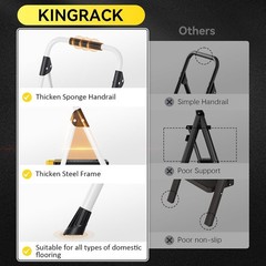 KINGRACK 3 Step Folding Ladder, 800lbs Capacity Stool with 3-STEP, White