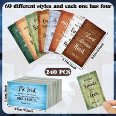 Estune 240 Pcs Bible Verse Cards 1.97 x 3.54 inches, blue, green, red, brown