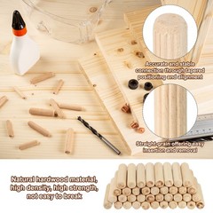 120Pcs 10 x 50mm Wood Dowel Pins FURNITURE DOOR Fluted Straight Groove Rods