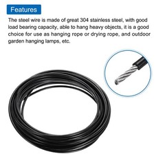 33FT 1/8″ Stainless Steel Cable Railing Kit with Sleeves Thimbles Black