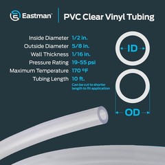 10 Ft Clear Vinyl PVC Tubing 1/2 Inch ID x 5/8 Inch OD – Versatile Plumbing S…
